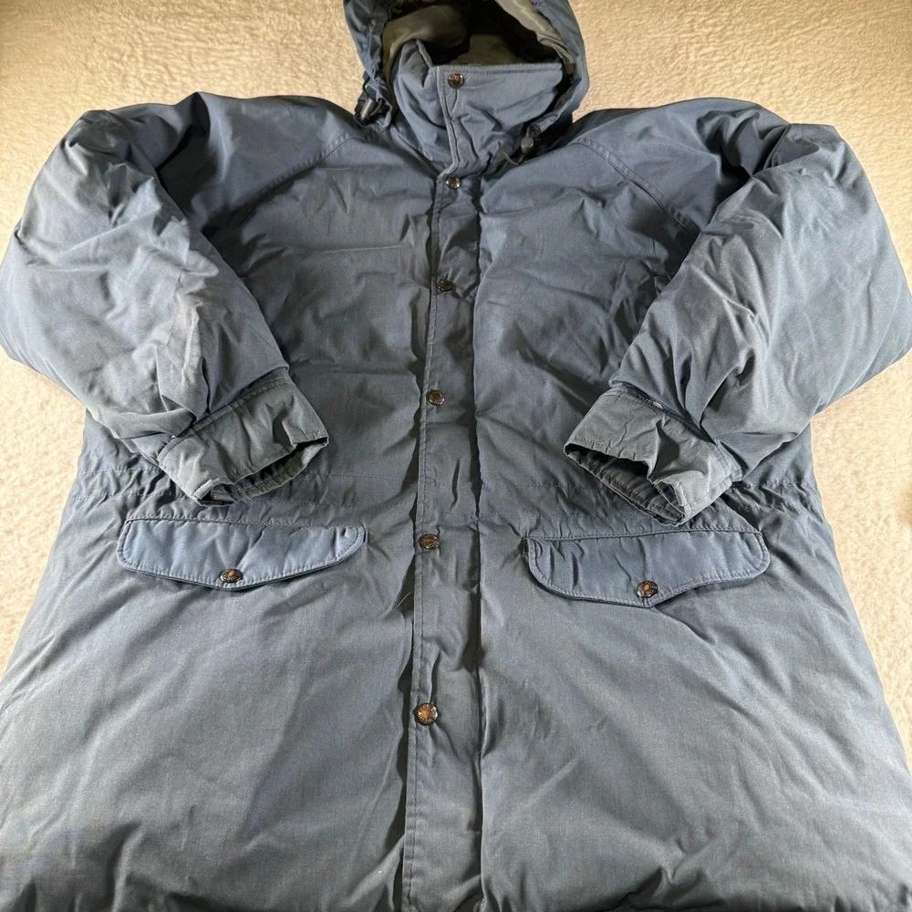Vintage The North Face Men's Size XL Brown Label Goose Down Coat Parka Blue Hood